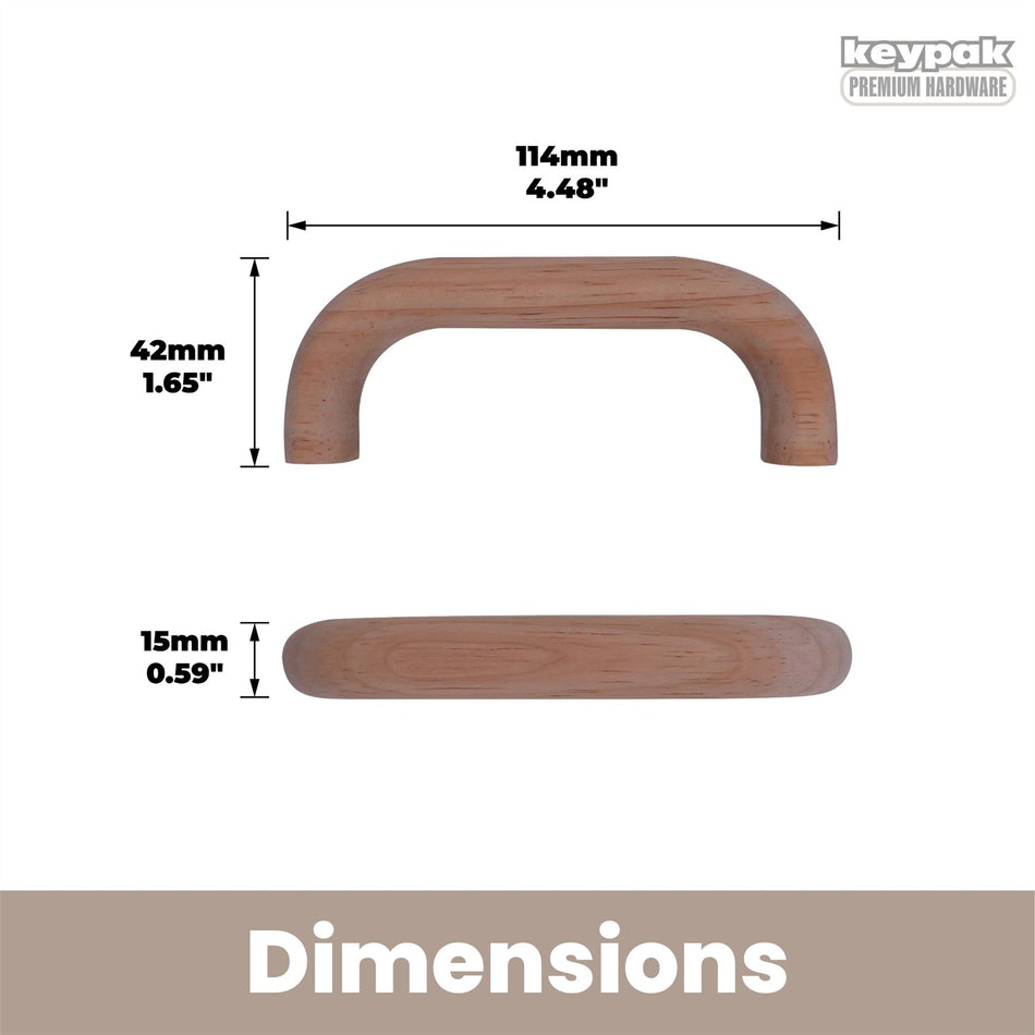 10 Pack Japandi Wooden Round Handles 96mm Cabinet Drawer Handle