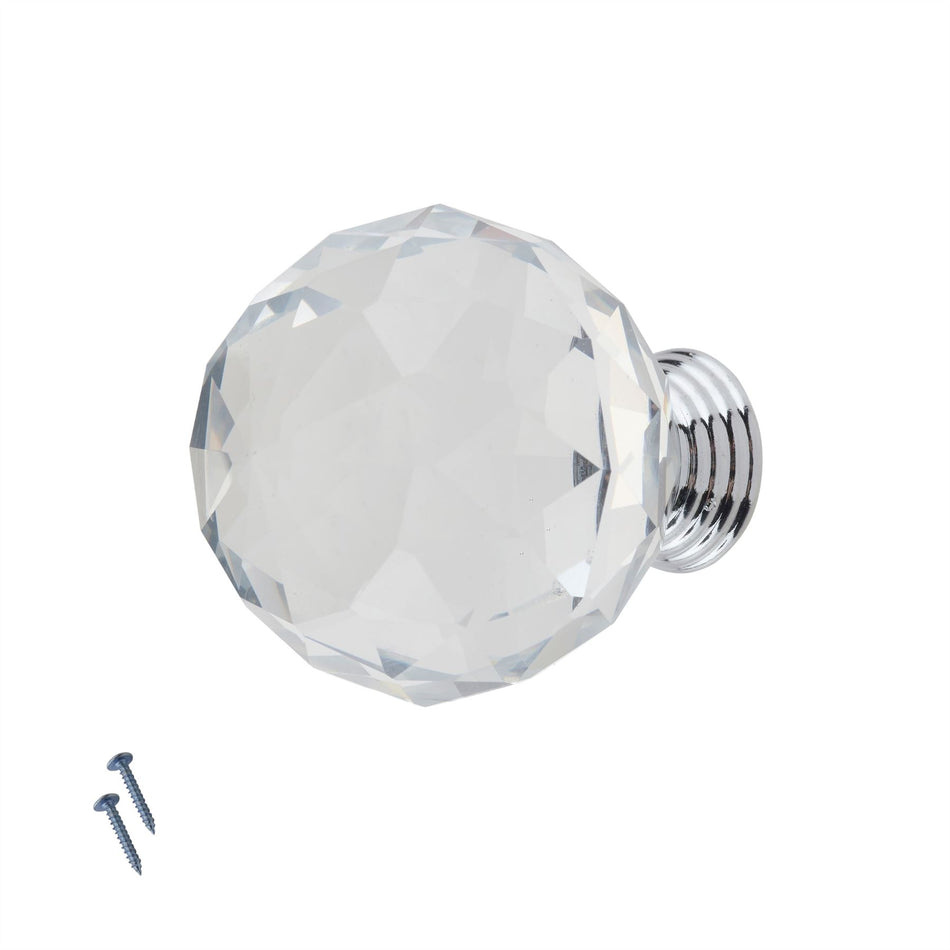 10 Pack Glass Crystal Ball Door Knobs 40mm - Decorative Door Knobs