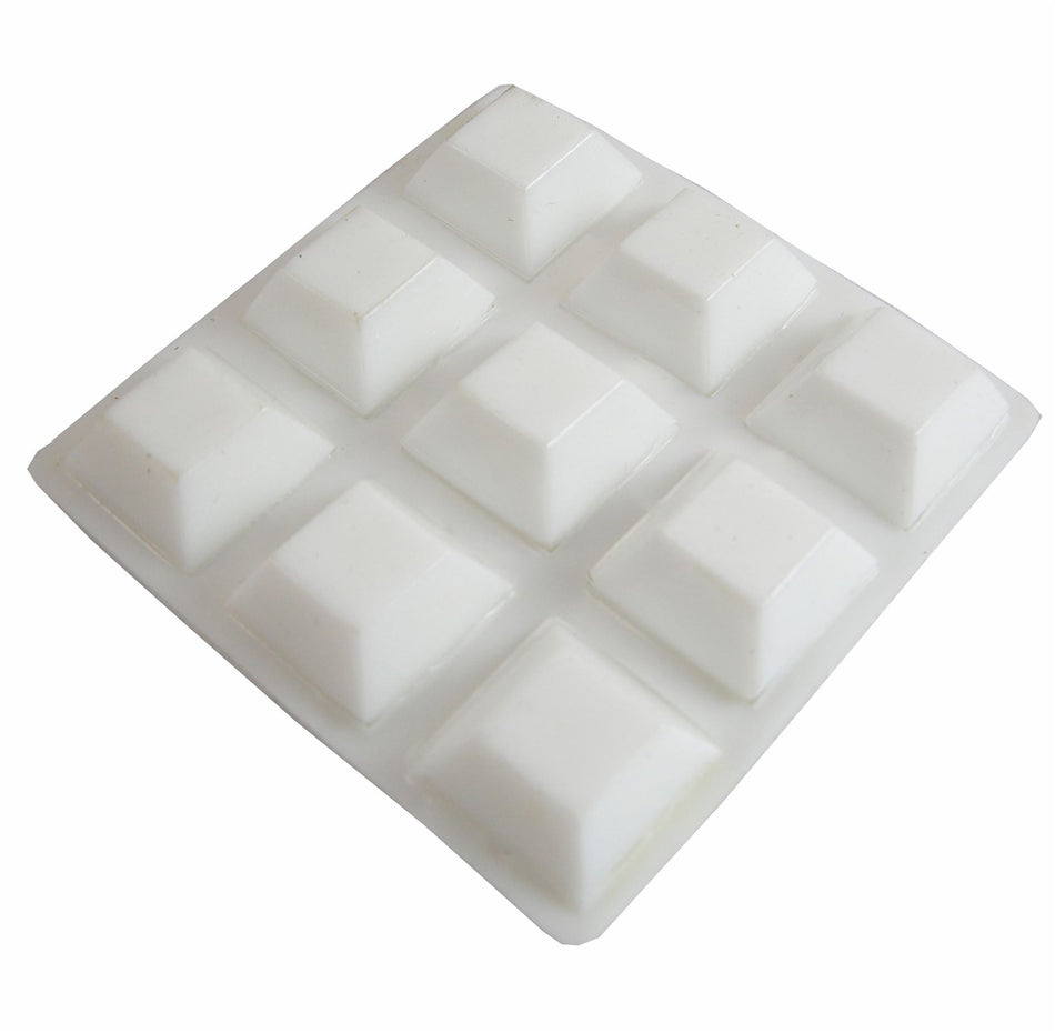 13mm White Square Adhesive Vinyl Bumper Pads – Pack of 9