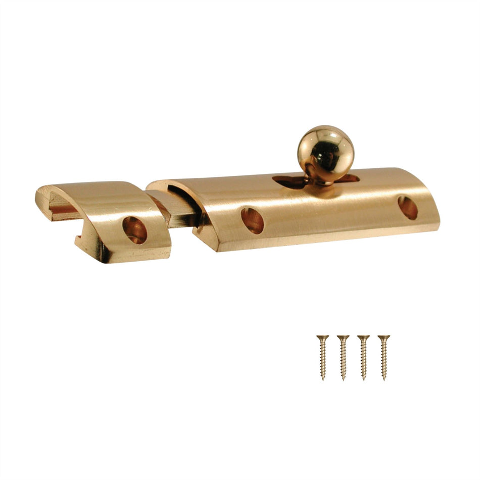 Convex Door Bolt 76mm 1 Pack - Polished Brass