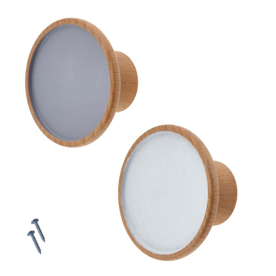 10 Pack Painted Centre Pine Knobs 45mm – Beech Wood Cabinet & Drawer Knob Handles