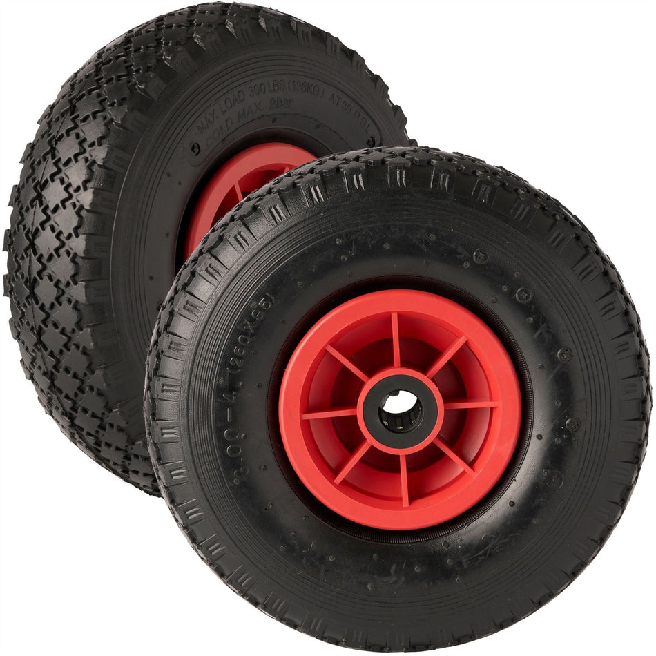 Pack of 2 - 10" Pneumatic Wheel, 20mm Bore, Roller Bearing