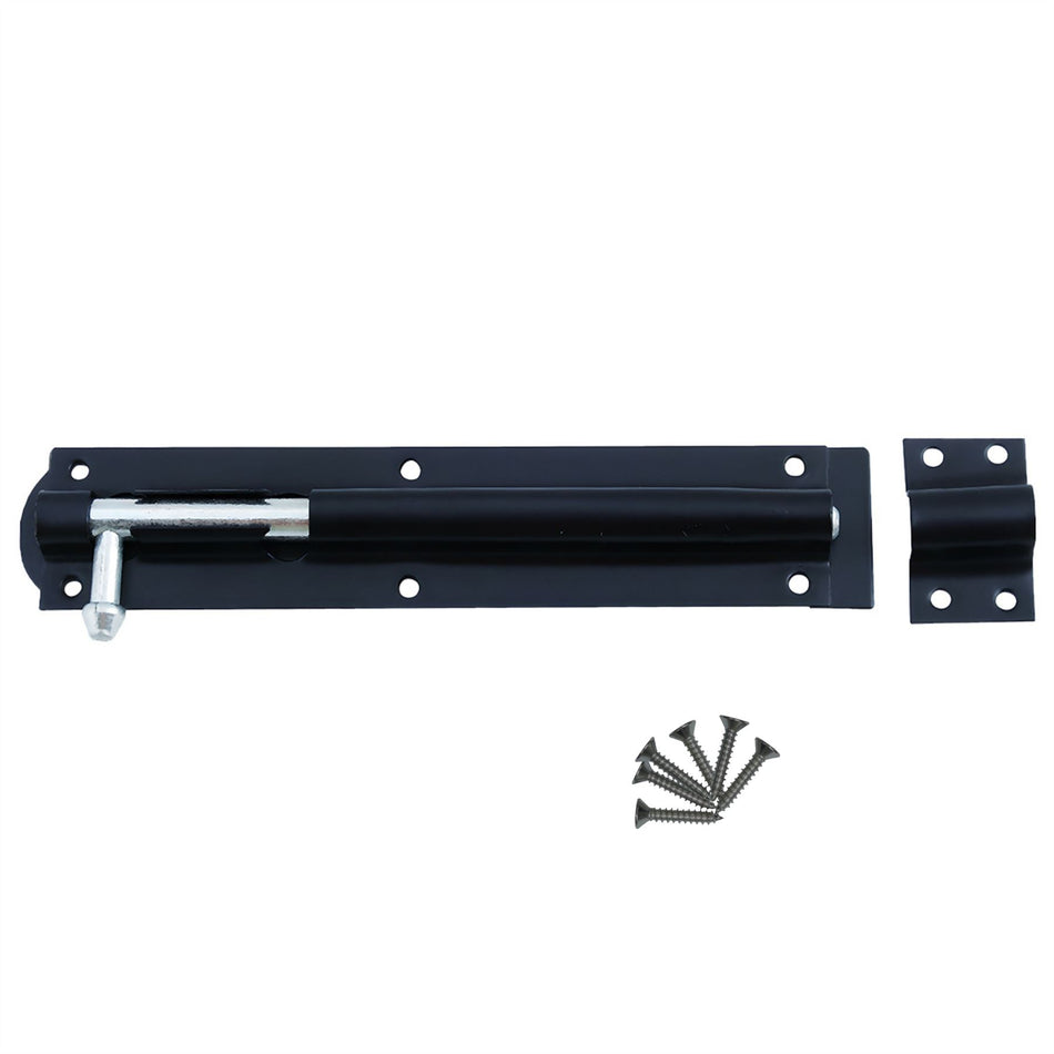 Garden Gate Shed Tower Bolt 6 Inch (150mm) Sliding Latch - Black