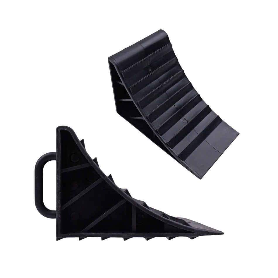 Heavy Duty Wheel Chocks with Handles (2 Pack) - Non-Slip Rubber Blocks
