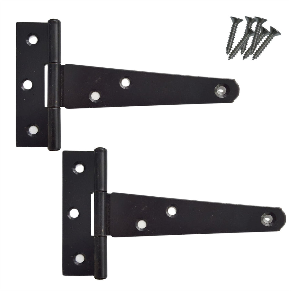 Tee Hinges 100mm Black Powder Coated Pair