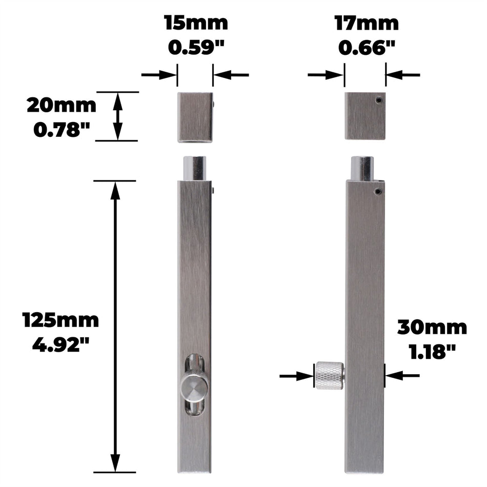 Modern Door Bolt 125mm Slide Barrel Lock Shed & Gate Door - Satin Nickel