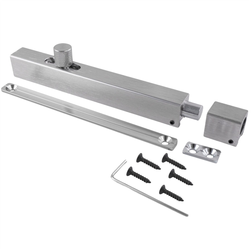 Modern Door Bolt 125mm Slide Barrel Lock Shed & Gate Door - Satin Nickel