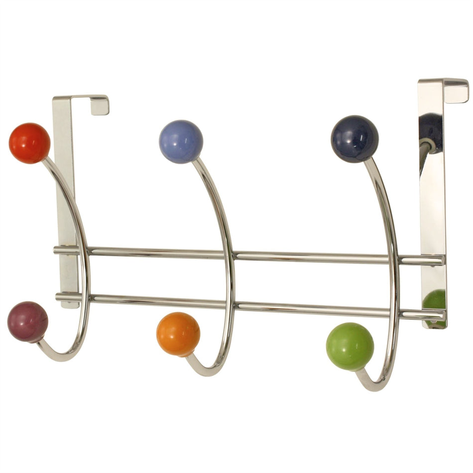 6 Hooks Metal Over Door Coat Rack 27cm Multi Colour Coat Rack