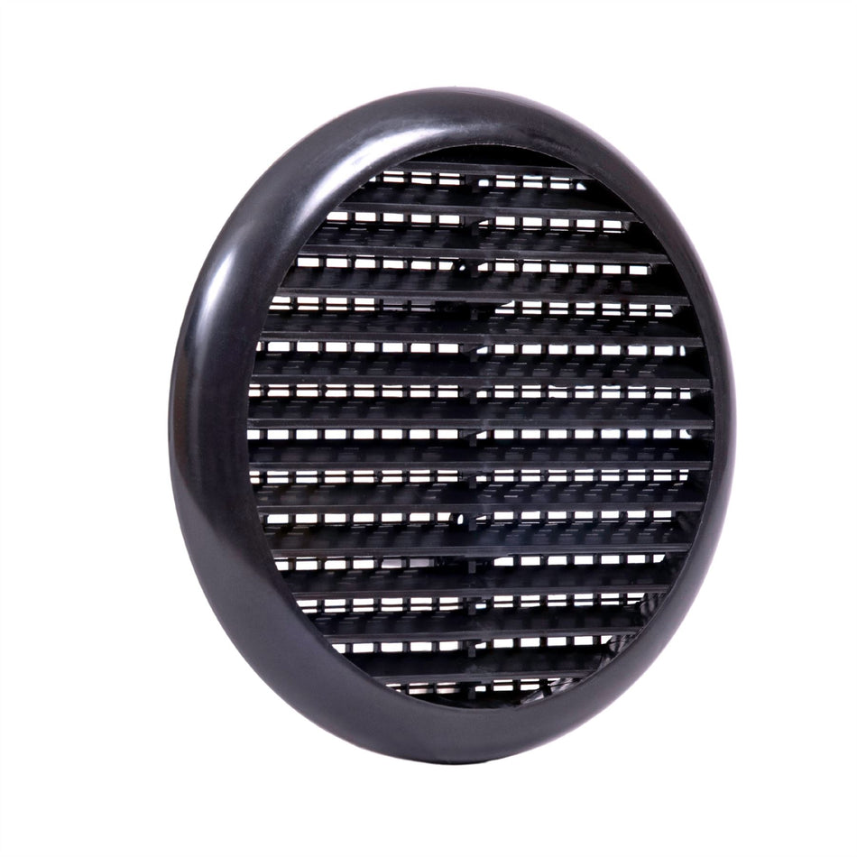 Round Louvre Air Vent Cover - Openings 80-152mm, Flyscreen - Black