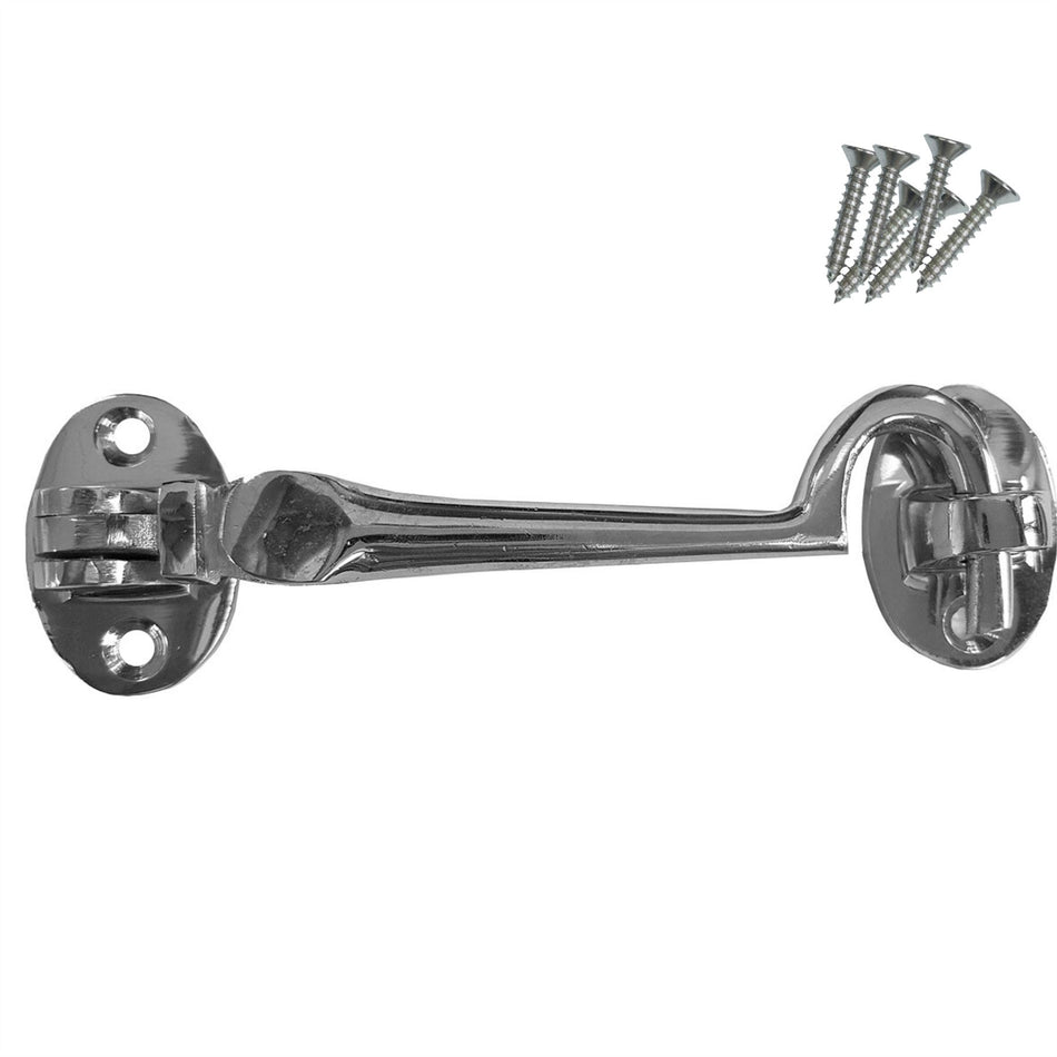 Cabin Hook Eye Latch 4 Inch (100mm) Gate & Door Lock - Chrome Plated