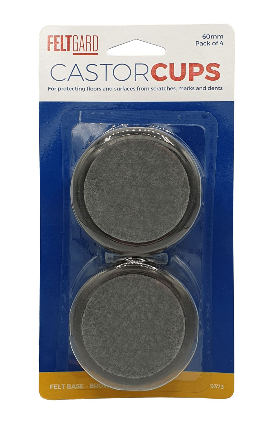 Furniture Castor Cups 60mm Felt Base Brown