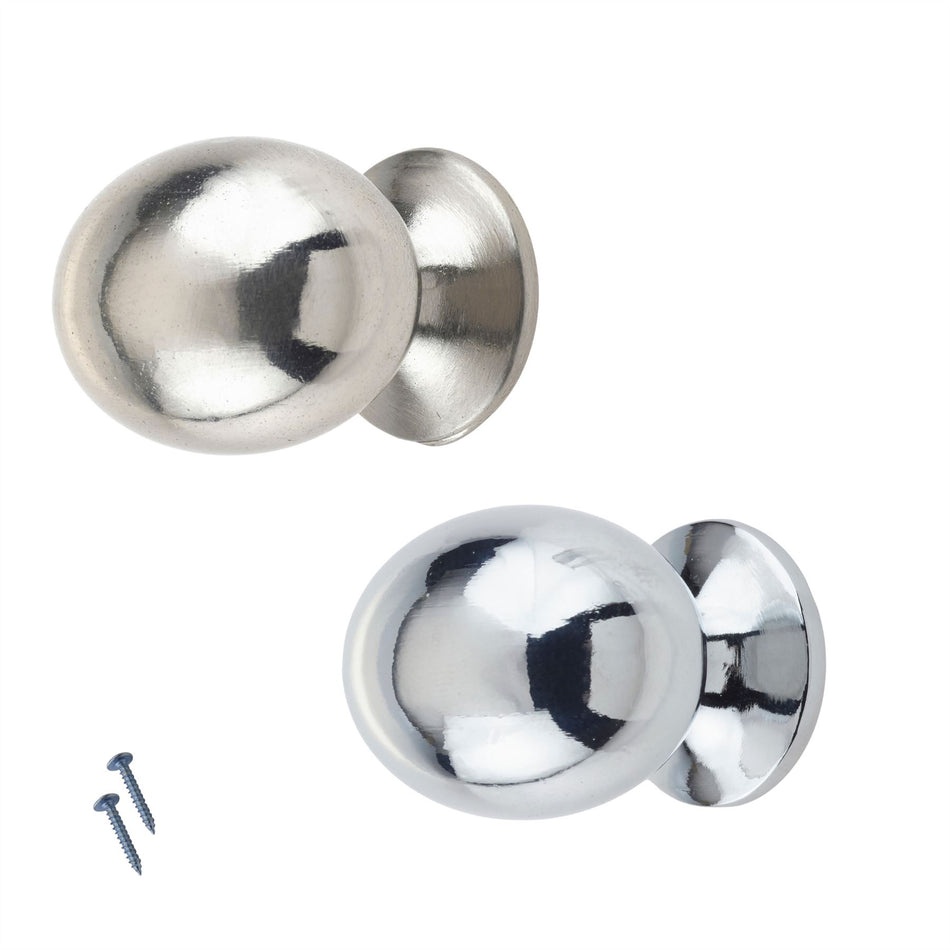 10 Pack Oval Metal Door Knobs 30mm - Modern Door Knob Handles