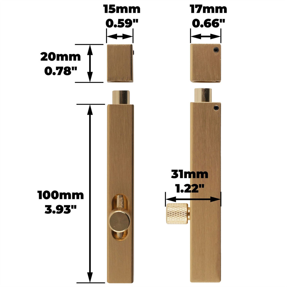 Modern Door Bolt 100mm Slide Barrel Lock Shed & Gate Door - Brushed Brass