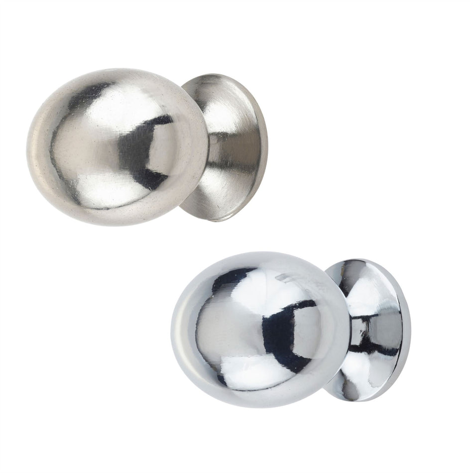 10 Pack Oval Metal Door Knobs 30mm - Modern Door Knob Handles