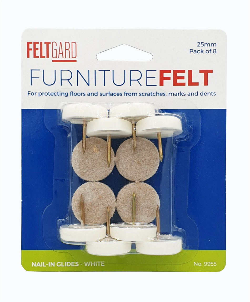 Felt Gard Furniture Nail-in Felt Pads – 25mm Pack of 8