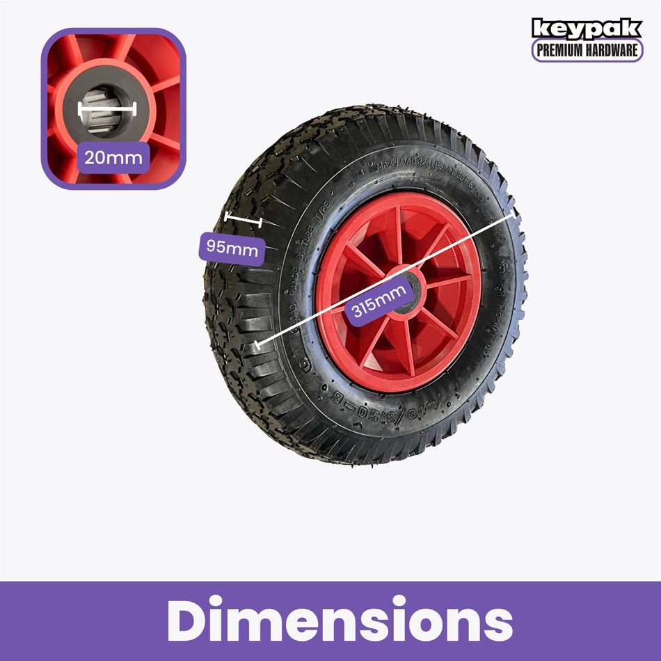 Pneumatic Wheel 12" (315mm) 20mm Roller Bearing