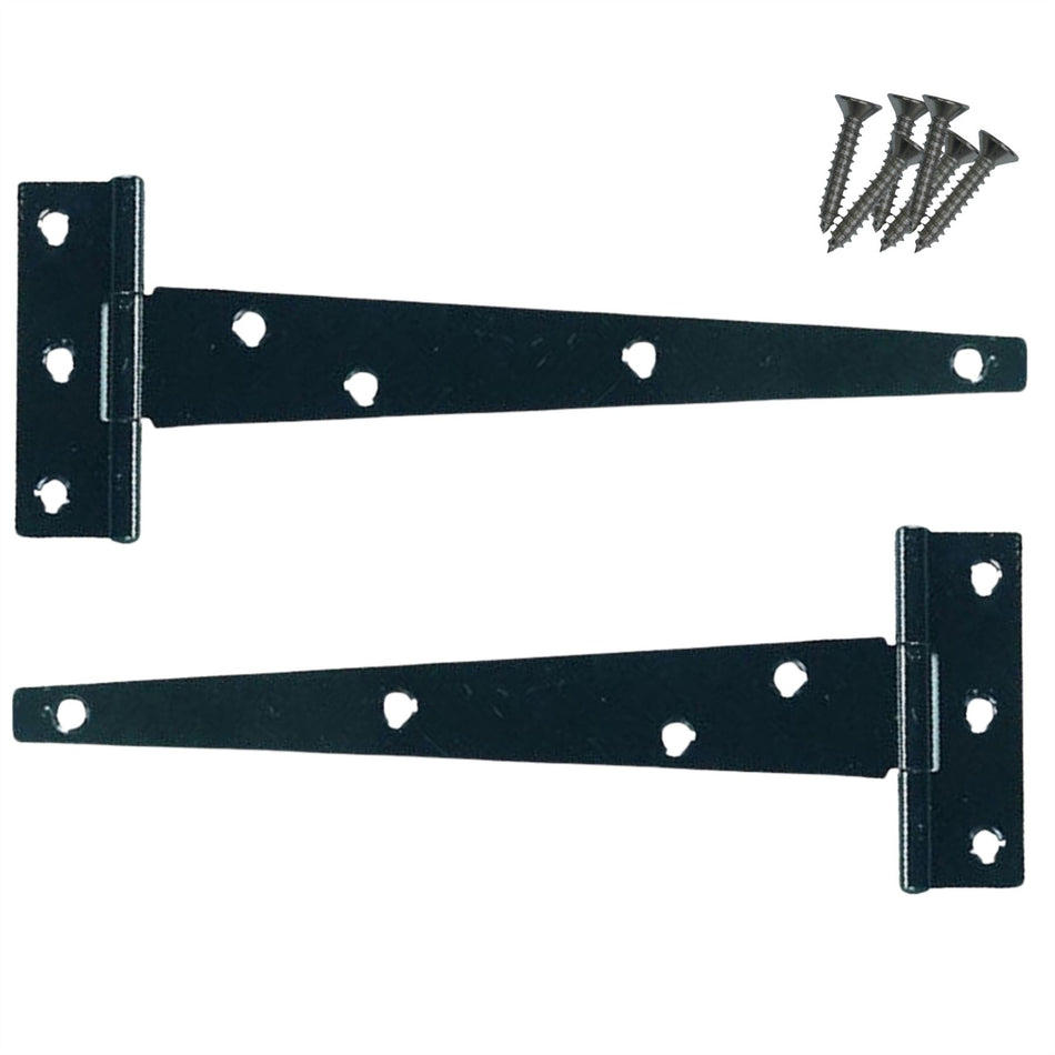 Tee Hinges 450mm Black Powder Coated Pair