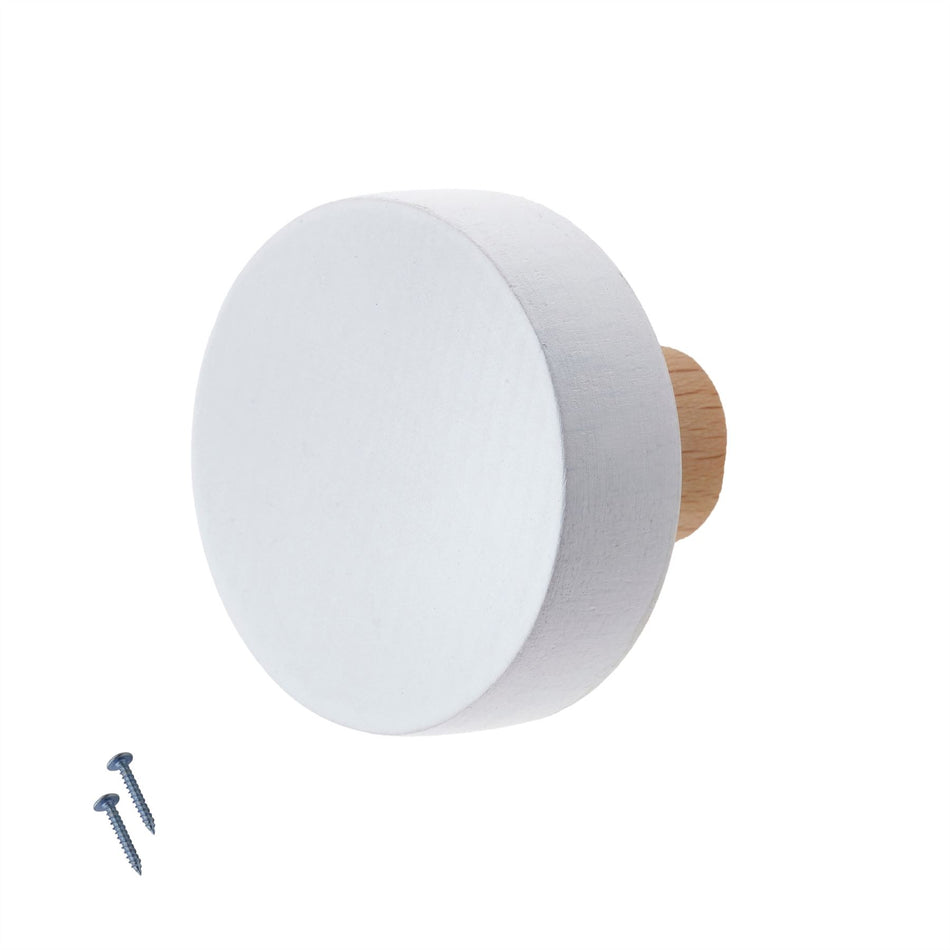 10 Pack Round White Door Knobs on Oat Stem 38mm – Beech Wood Door Knobs
