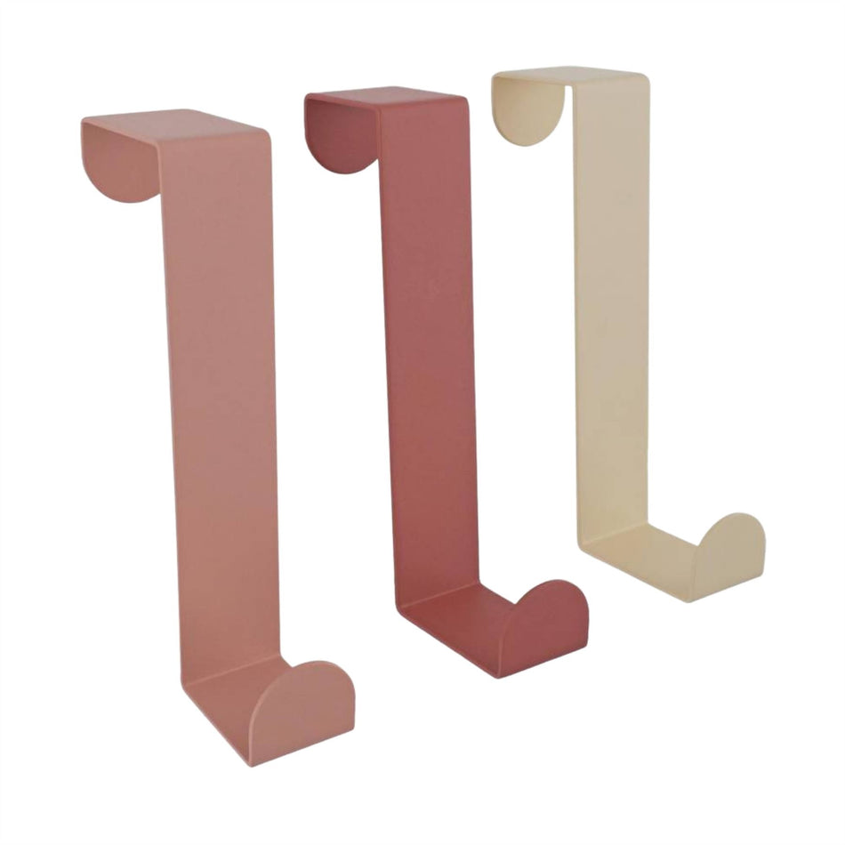 Metal Over Door Hooks 3 Pack Multi Colour - Fits Doors Up To 40mm, For Thick Coats Jackets