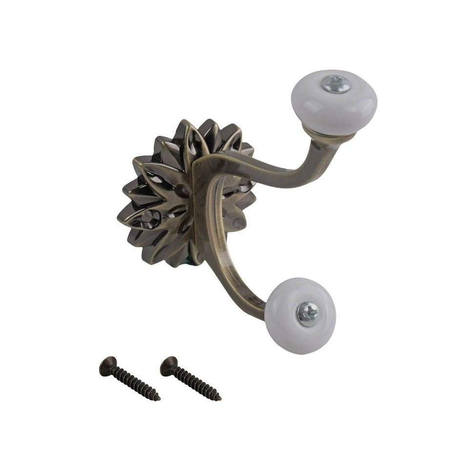 5 Pack Sunflower Wall Hook - Brushed Brass - Wall Mounted Storage