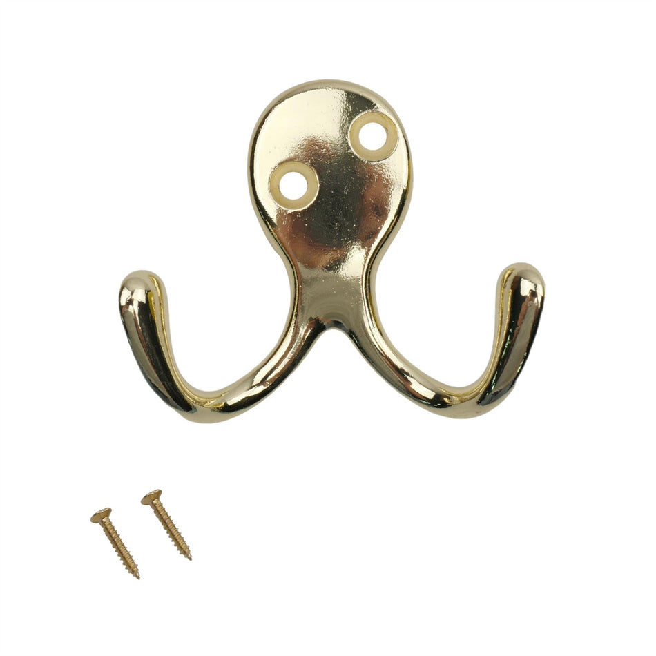 Double Robe Hook 10 Pack - Durable Aluminium Decorative Dual Hooks for Home & Office