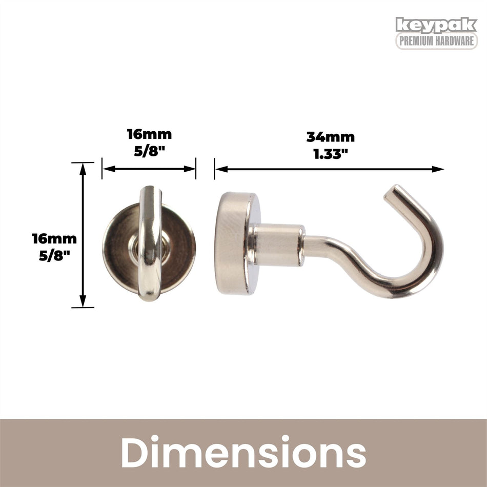 EverHang Magnetic Hooks – Silver 15 x 19mm, 51N Strength (Pack of 10)