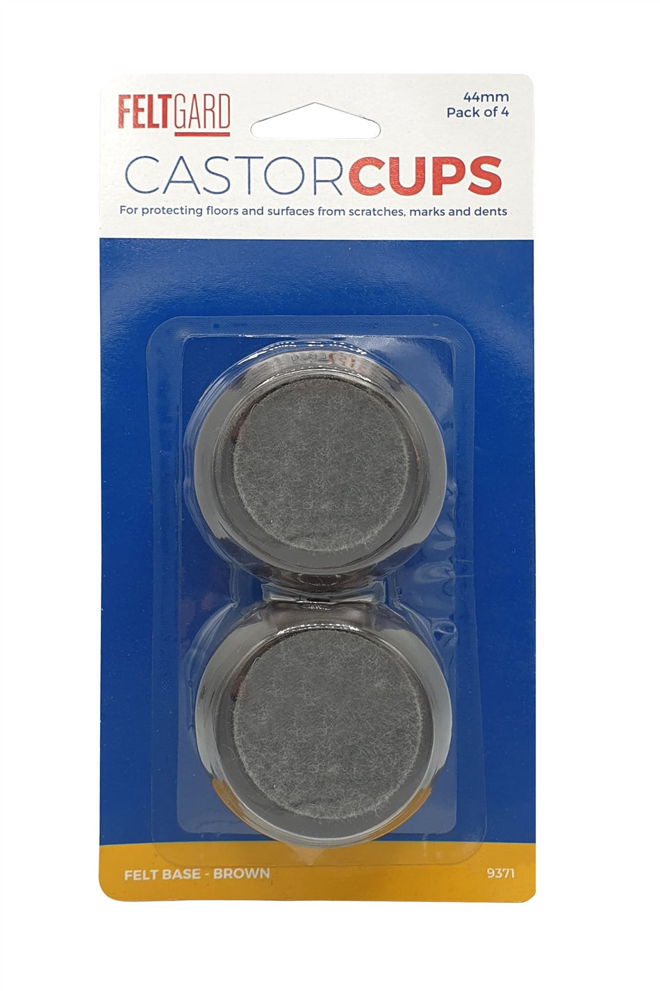 Furniture Castor Cups 44mm Felt Base Brown