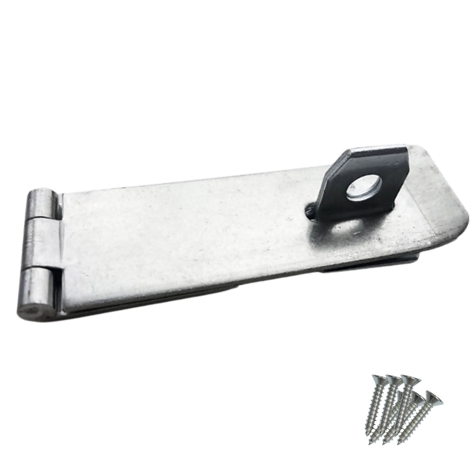 Safety Hasp & Staple 4.5 Inch (115mm) Gate, Shed & Cabinet Door Lock - Zinc Plated