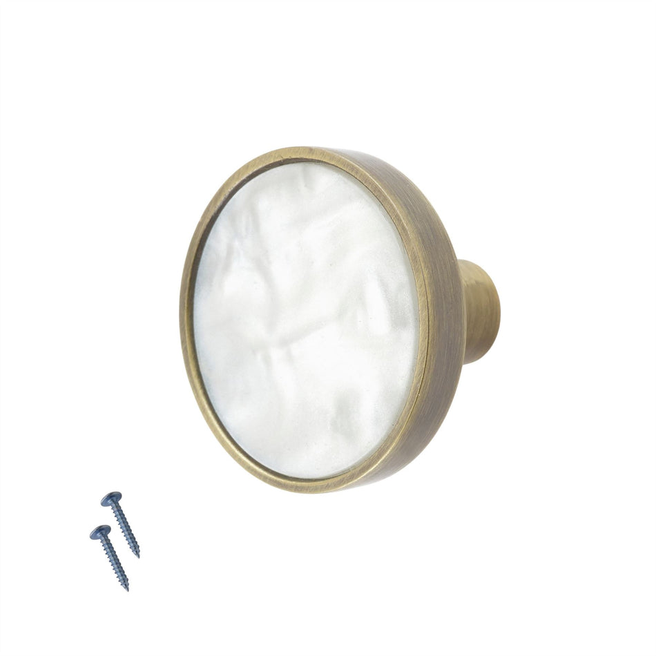10 Pack Marble Centre Knobs 30mm - Metal Door Knobs