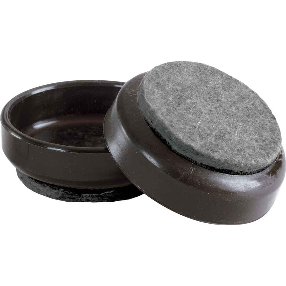 Furniture Castor Cups 60mm Felt Base Brown