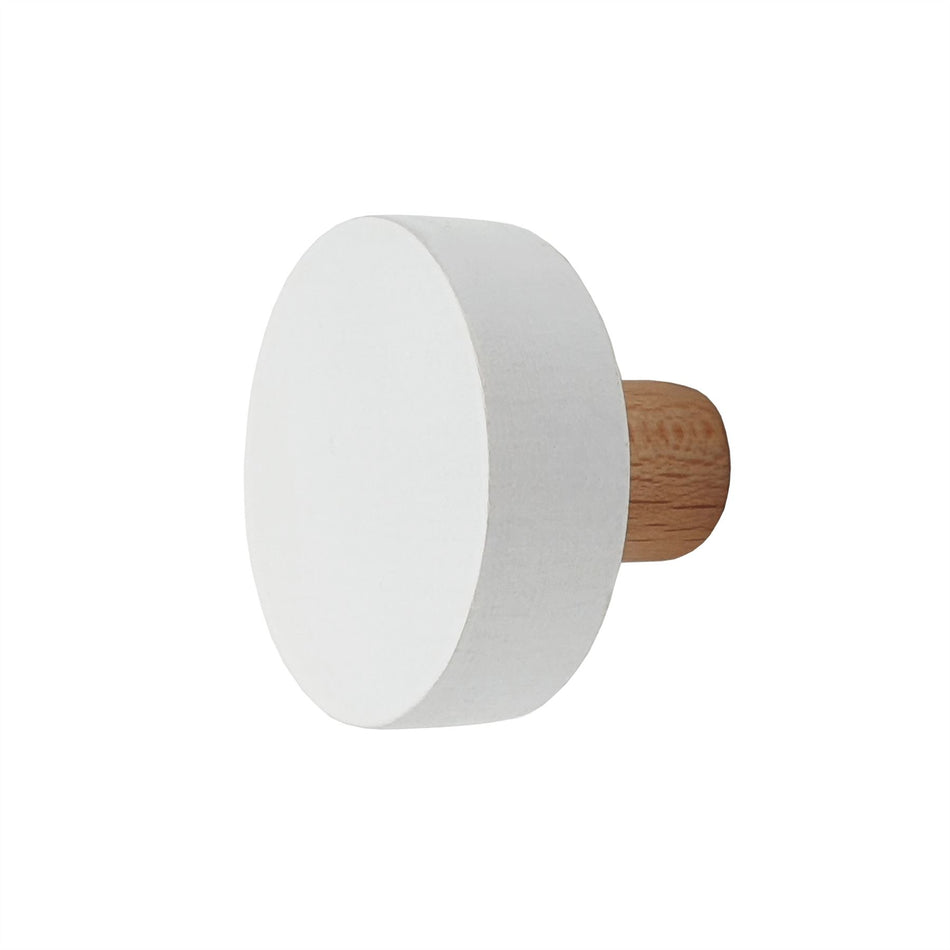 10 Pack Round White Door Knobs on Oat Stem 38mm – Beech Wood Door Knobs