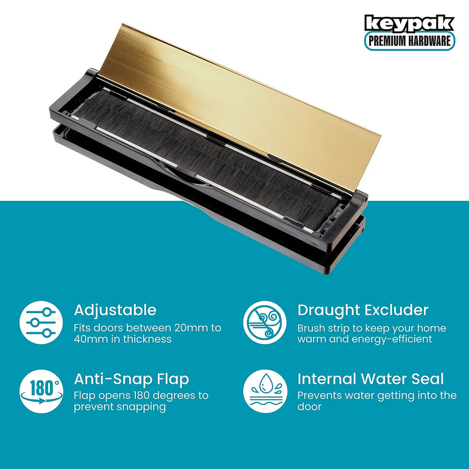 Letterplate  -  Postport 20-40mm 10" Black/P Gold