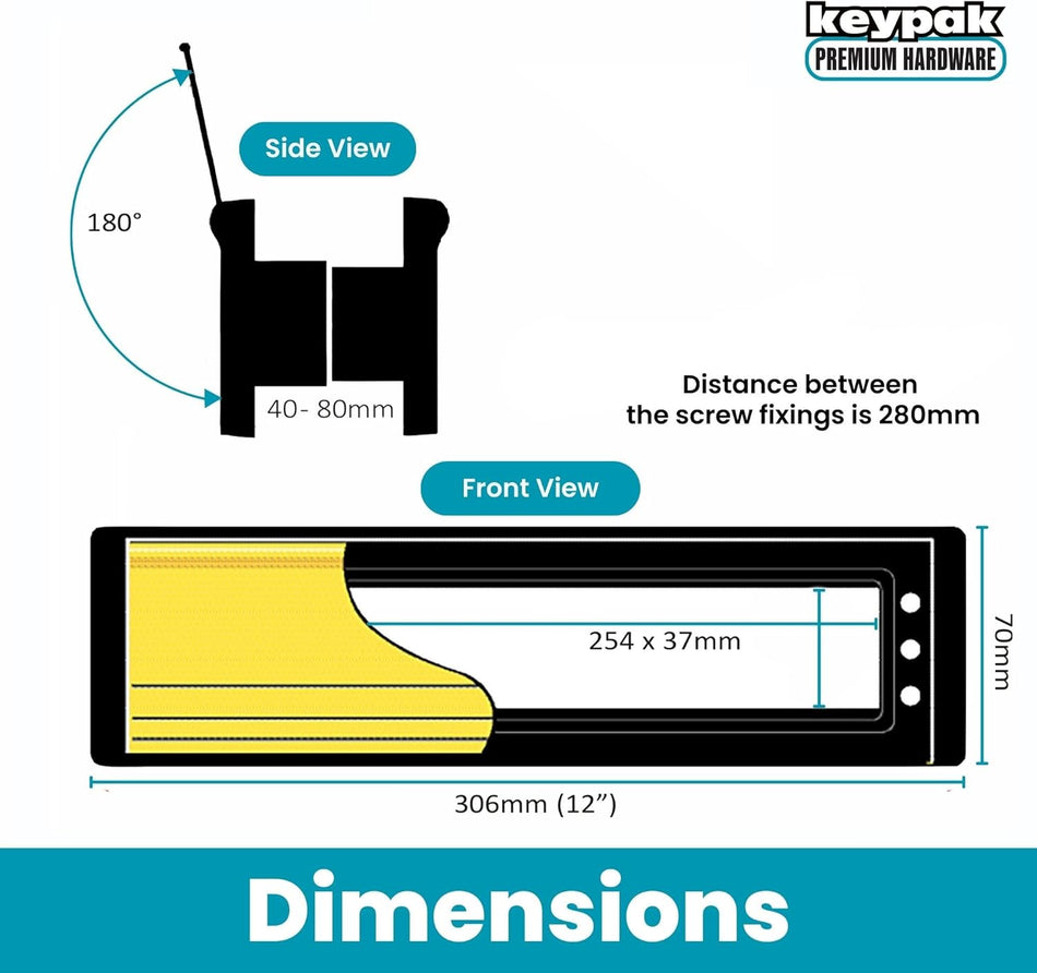 Letterplate  -  Postport 40-80mm 12" White/White